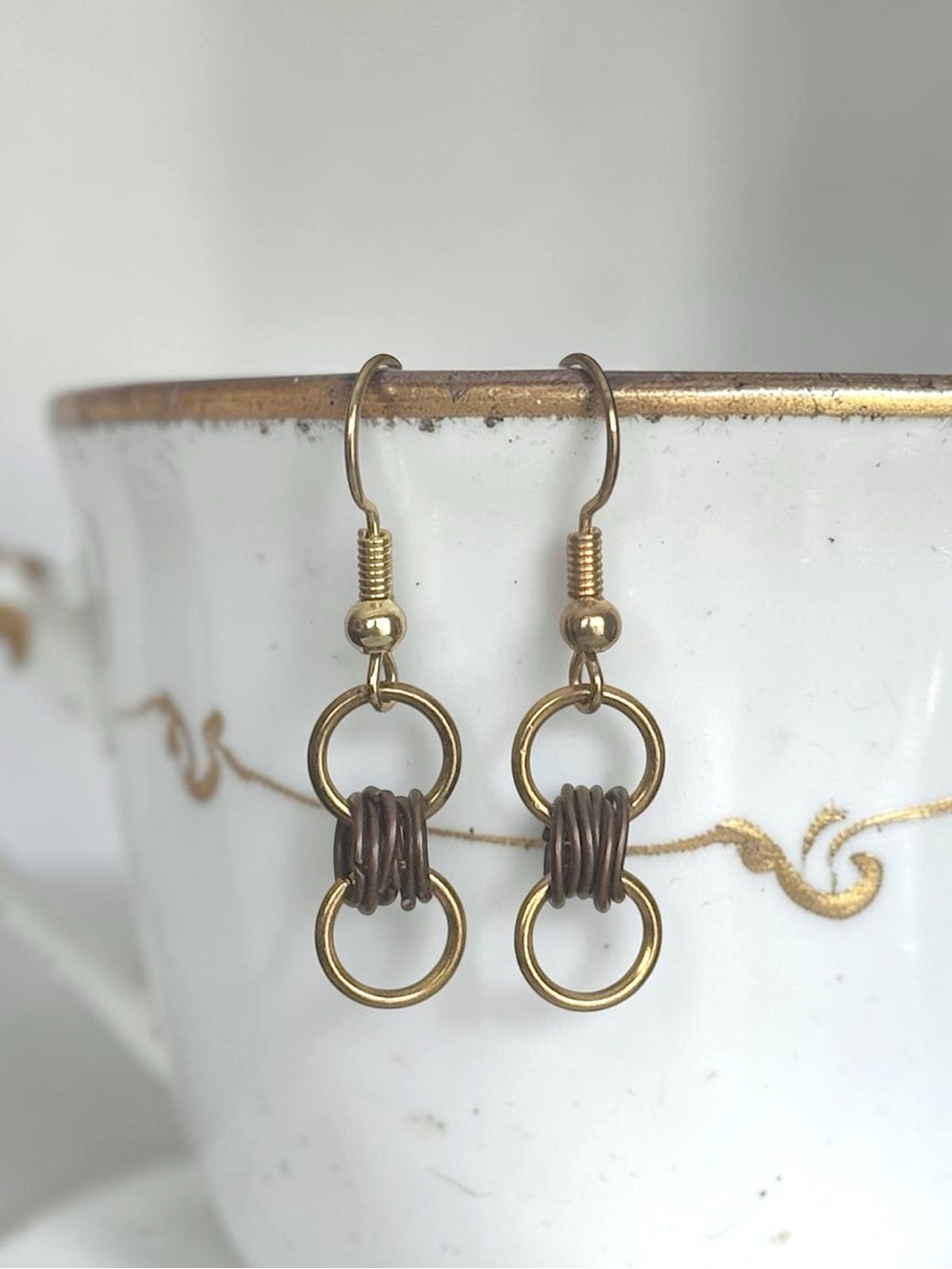 5 For $25💫Alternative Biker Chain Links Gold Brown Dangles Earrings